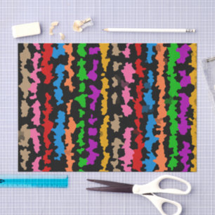 Colourful Irregular Abstract Design Black  Tissue Paper