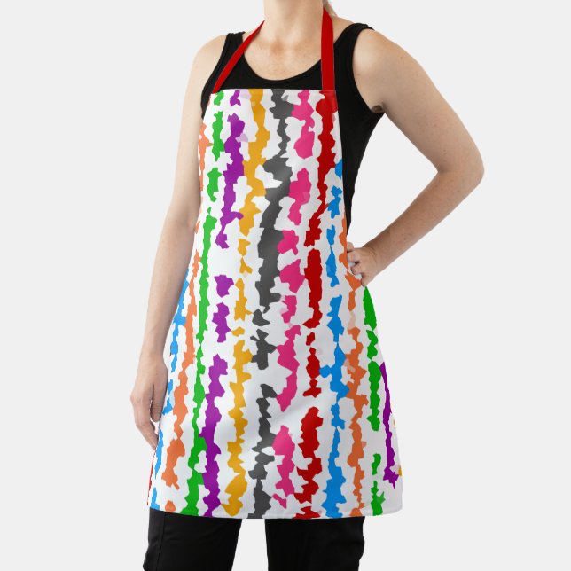 Colourful Irregular Abstract Design White Apron (Insitu)