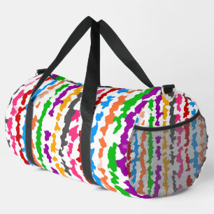 Colourful Irregular Abstract Design White Duffle Bag