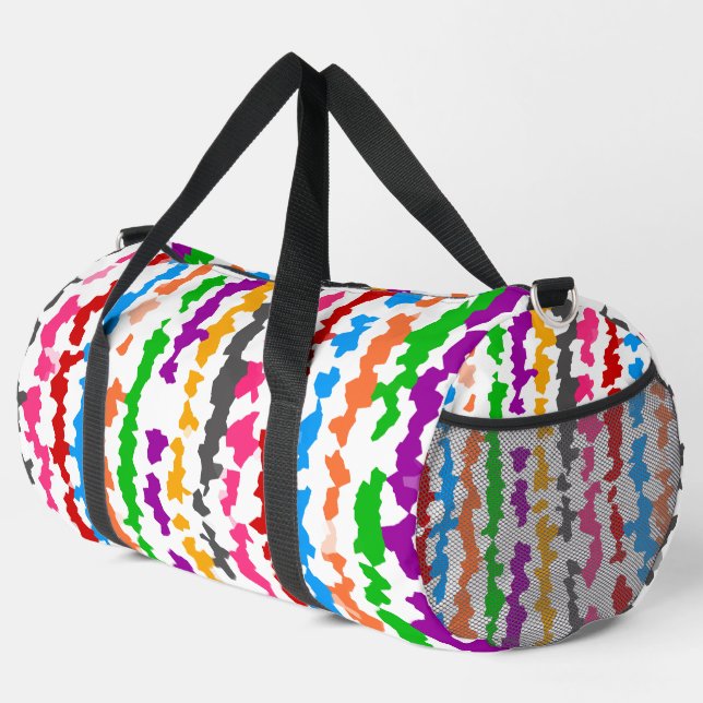Colourful Irregular Abstract Design White Duffle Bag (Right Corner)
