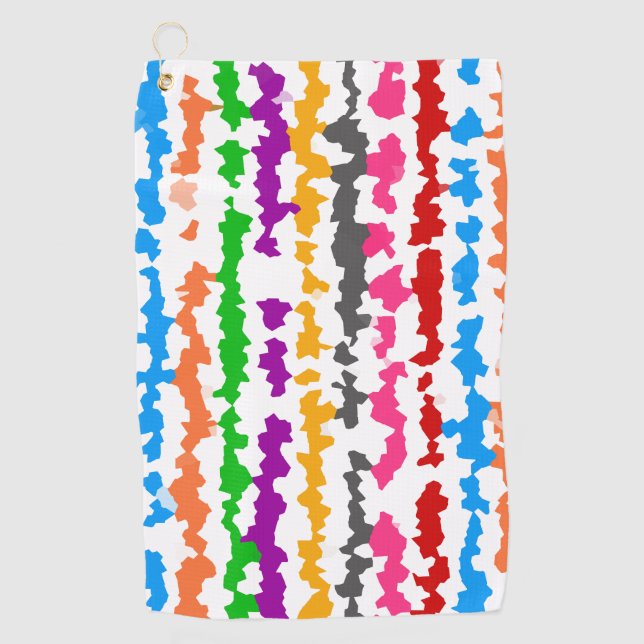 Colourful Irregular Abstract Design White Golf Towel (Front)