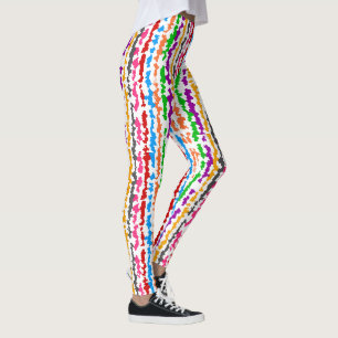 Colourful Irregular Abstract Design White Leggings