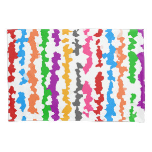 Colourful Irregular Abstract Design White Pillowcase