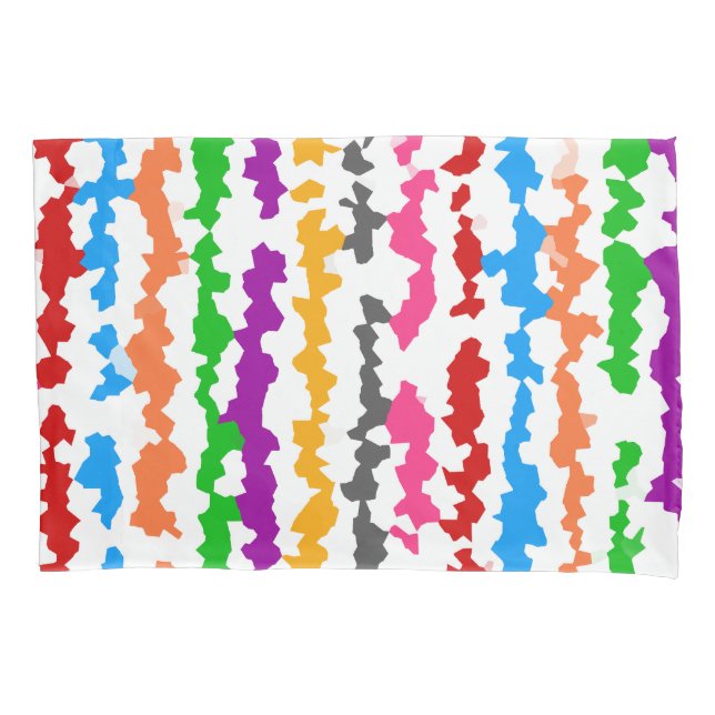 Colourful Irregular Abstract Design White Pillowcase (Front)
