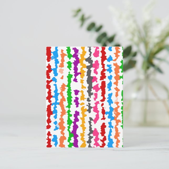 Colourful Irregular Abstract Design White Postcard (Standing Front)