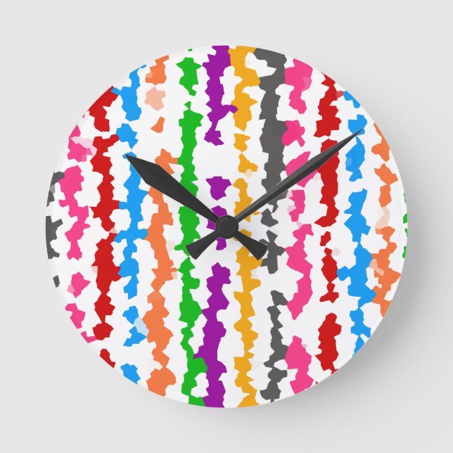 Colourful Irregular Abstract Design White Round Clock (Front)
