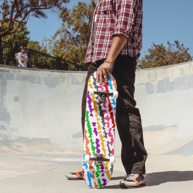 Colourful Irregular Abstract Design White Skateboard (Outdoor 2)