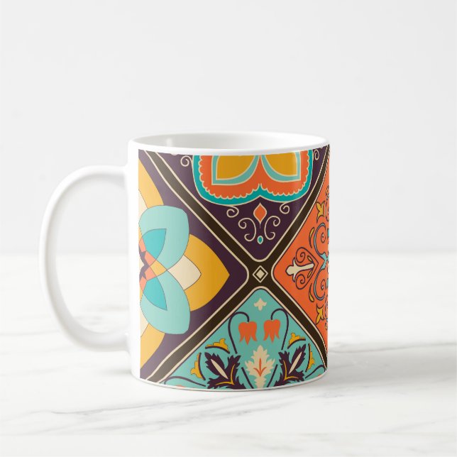 Colourful Islamic-inspired patchwork tile. Coffee Mug (Left)