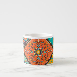 Colourful Islamic-inspired patchwork tile. Espresso Cup