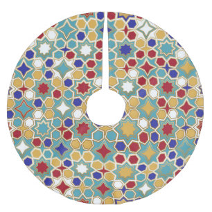 Colourful Islamic Mosaic Seamless Pattern Brushed Polyester Tree Skirt