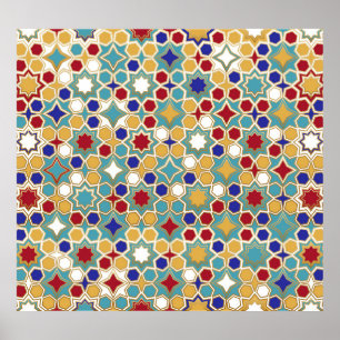 Colourful Islamic Mosaic Seamless Pattern Poster