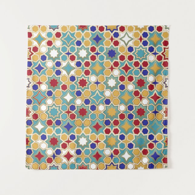 Colourful Islamic Mosaic Seamless Pattern Tapestry (Front)