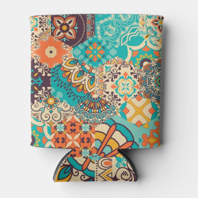 Colourful Islamic Patchwork Tile Can Cooler (Front)