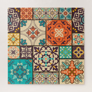 Colourful Islamic Patchwork: Vintage Tile. Jigsaw Puzzle