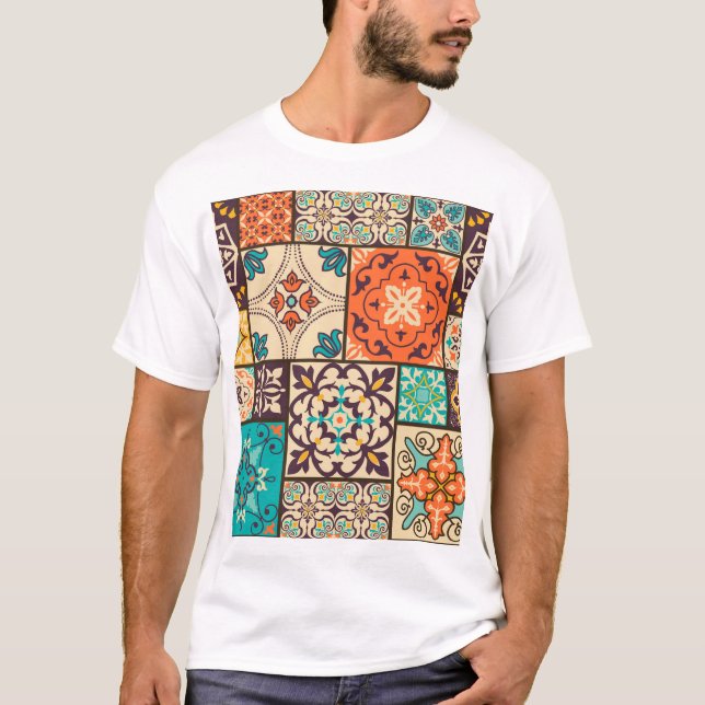 Colourful Islamic Patchwork: Vintage Tile. T-Shirt (Front)