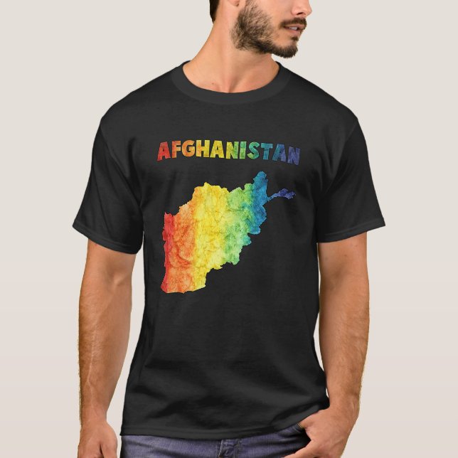 Colourful isolated Afghanistan map in watercolor T-Shirt (Front)