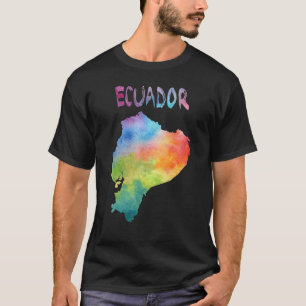Colourful Isolated Ecuador Map In Watercolor Color T-Shirt