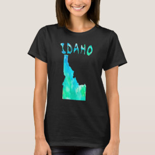 Colourful Isolated Idaho State Map In Watercolor   T-Shirt