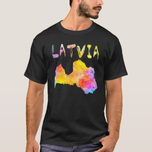 Colourful Isolated Latvia Map In Watercolor Colorf T-Shirt