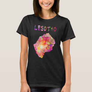 Colourful Isolated Lesotho Map In Watercolor Color T-Shirt