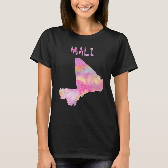 Colourful Isolated Mali Map In Watercolor Colourfu T-Shirt (Front)