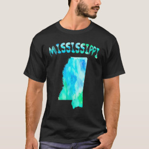 Colourful Isolated Mississippi State Map In Waterc T-Shirt