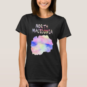 Colourful Isolated North Macedonia Map In Watercol T-Shirt