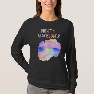 Colourful Isolated North Macedonia Map In Watercol T-Shirt