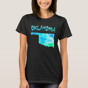 Colourful Isolated Oklahoma State Map In Watercolo T-Shirt