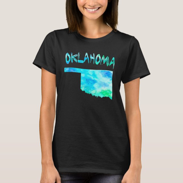 Colourful Isolated Oklahoma State Map In Watercolo T-Shirt (Front)