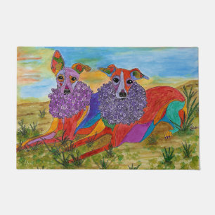 Colourful Italian Greyhound Door Mat 18" x 24"