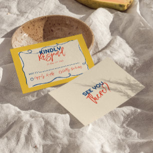 Colourful Italian Handwritten Quirky Cute Wedding RSVP Card