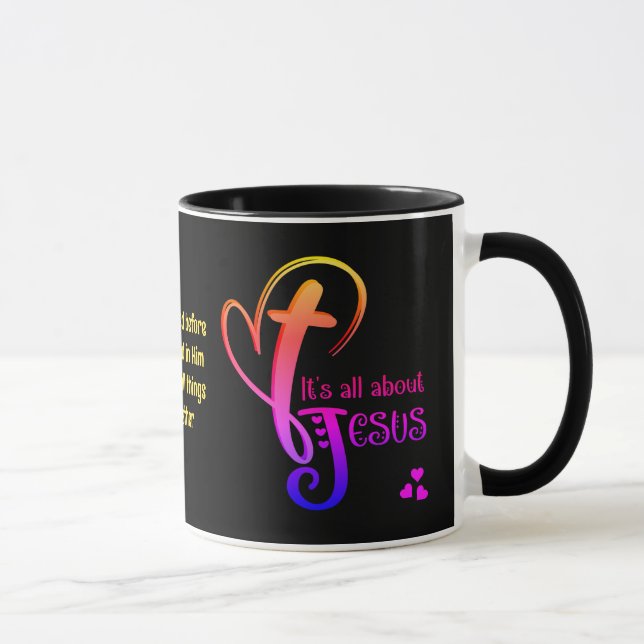 Colourful IT'S ALL ABOUT JESUS Christian Mug (Right)