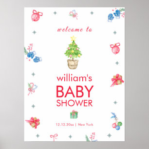 Colourful It's Cold Outside Baby Shower Welcome Poster