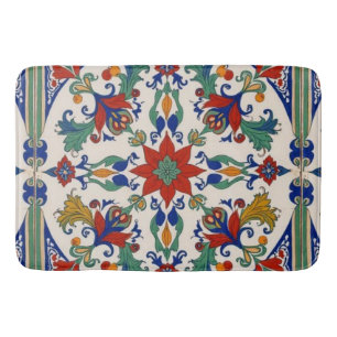 Colourful Iznik Persian Turkish Handpainted Repro Bath Mat