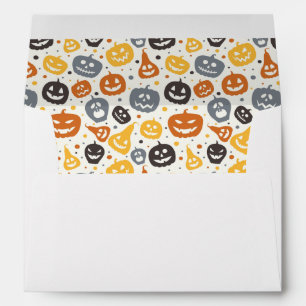 Colourful Jack-O'-Lantern Faces Pattern Envelope