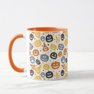 Colourful Jack-O'-Lantern Faces Pattern Mug