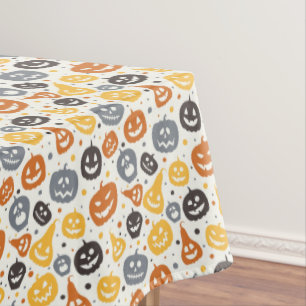 Colourful Jack-O'-Lantern Faces Pattern Tablecloth