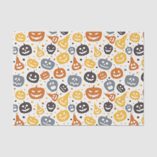 Colourful Jack-O'-Lantern Faces Pattern Tissue Paper