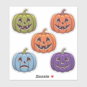 Colourful Jack-o’-Lantern Scrapbook Stickers Sheet