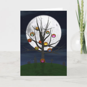 Colourful Jack-o-lantern Tree Greeting Card