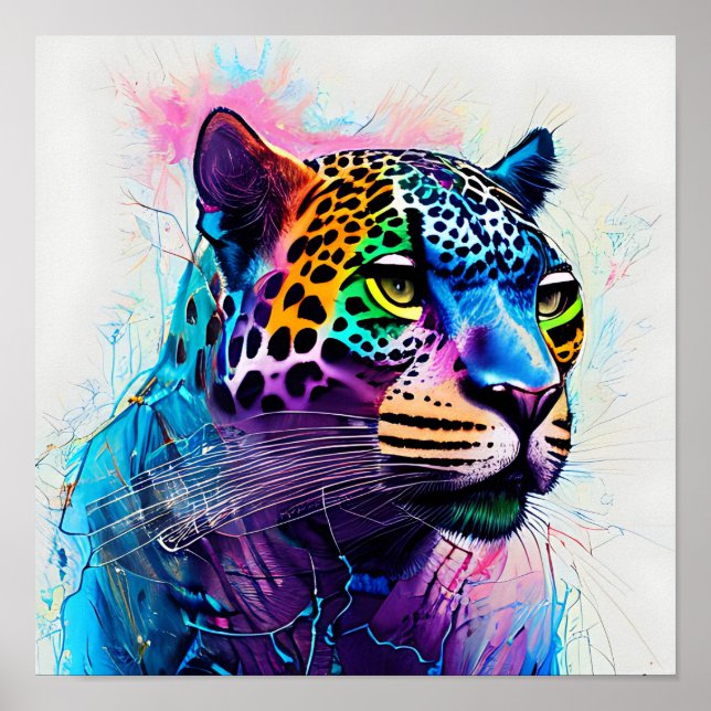 colourful jaguar art poster (Front)