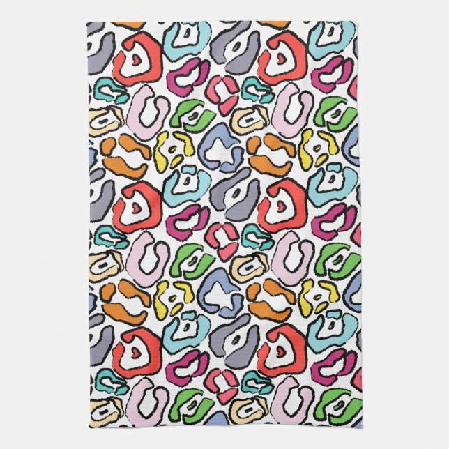 Colourful Jaguar Skin Background Tea Towel (Vertical)