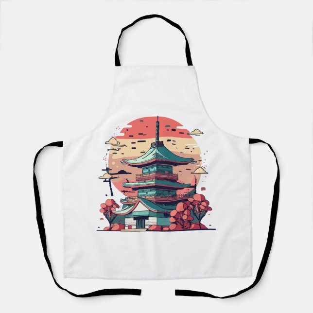 Colourful Japan Building Art Apron (Front)