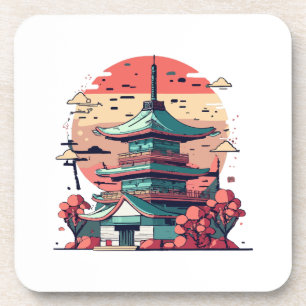 Colourful Japan Building Art Coaster