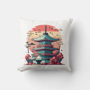 Colourful Japan Building Art Cushion