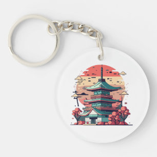 Colourful Japan Building Art Key Ring