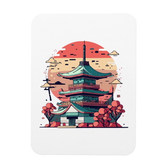 Colourful Japan Building Art Magnet (Vertical)
