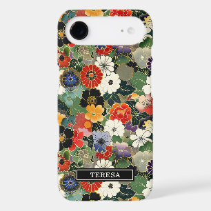 Colourful Japanese Floral Pattern Monogrammed