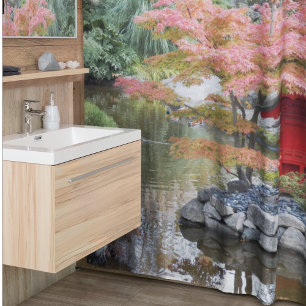 Colourful Japanese Garden Scene Landscape Shower Curtain